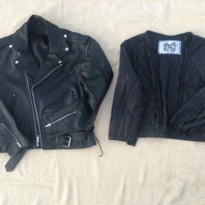 CTR 2 PC Black Leather Motorcycle / Biker Jacket